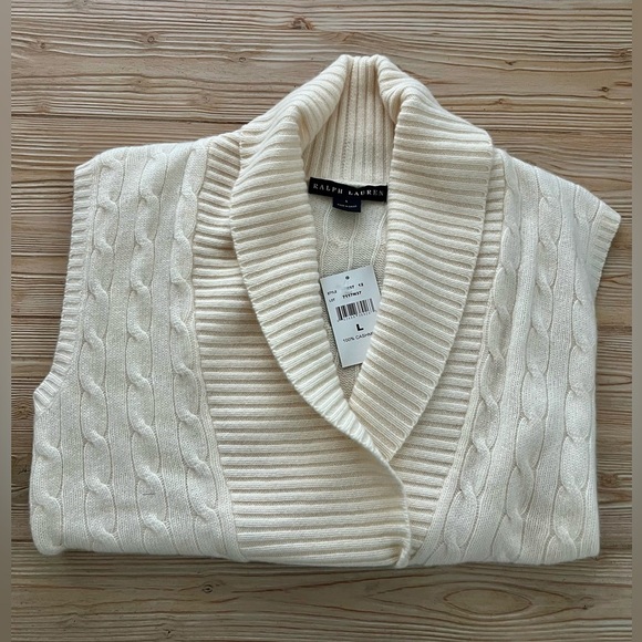 Ralph Lauren 100% Cashmere Cable Knit Vest | Women’s Large | NWT - Picture 6 of 6